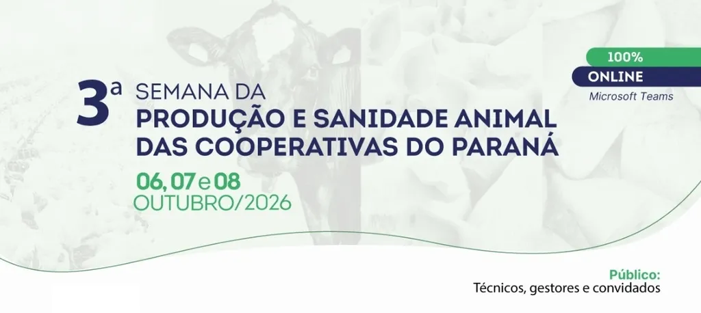 "Semana da Produção e Sanidade Animal" será de 06 a 08/10; inscrições abertas